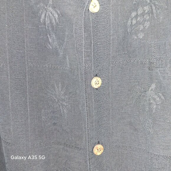 Paradise Collection Black Short Sleeve Button-Up Mens Shirt XXL Silk Blend Coast - Picture 2 of 8